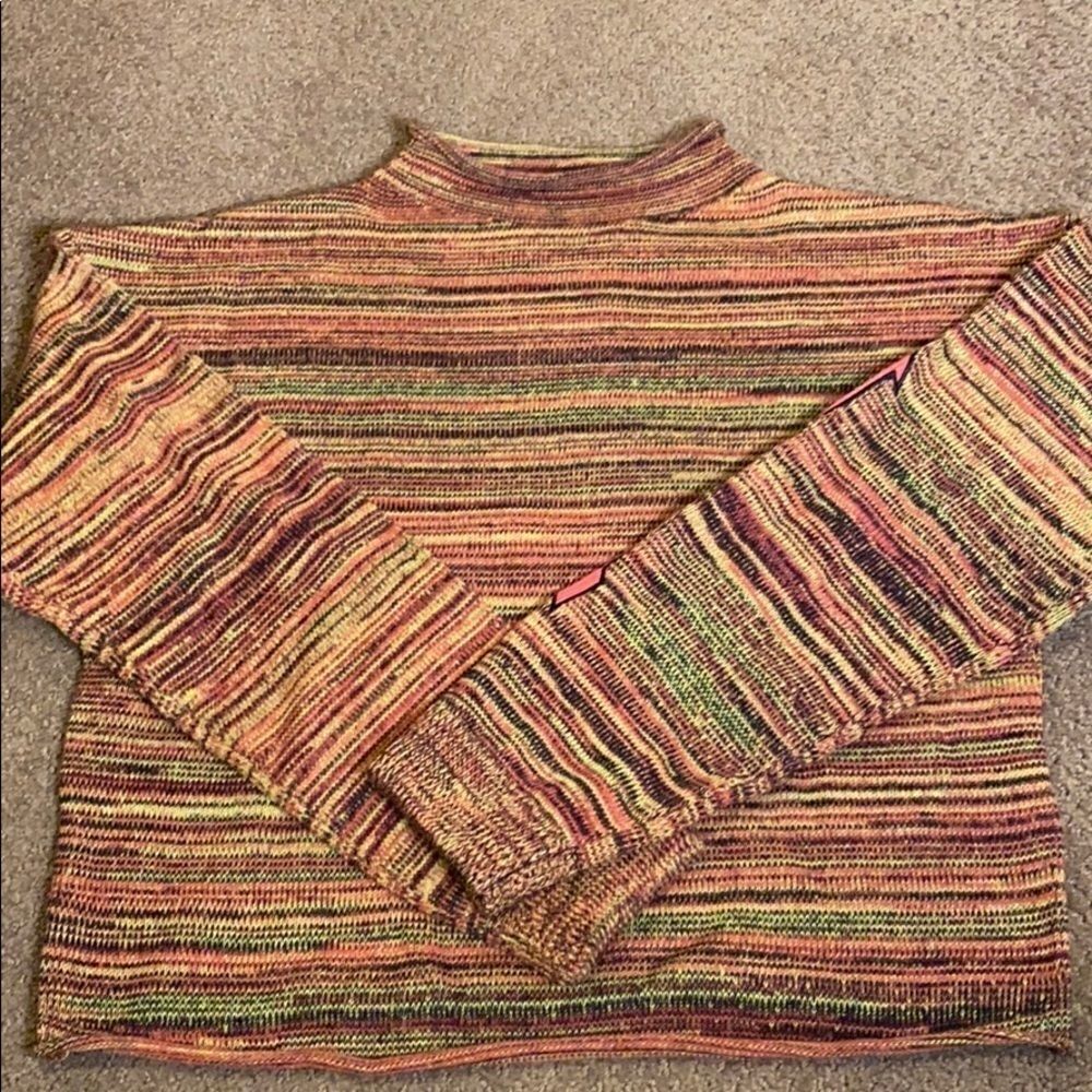 The Upside Rolled Neck Horizontal Orange & Black Stripe Sweater Multiple Sizes